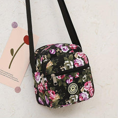 Vintage Flower Pattern Shoulder Bag Classic Zipper Crossbody Bag Women's