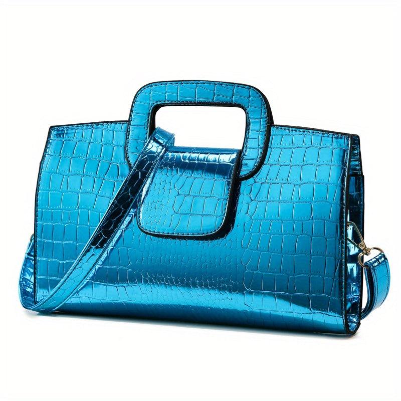 Neon Crocodile Crossbody Bag Metallic Handbags Women