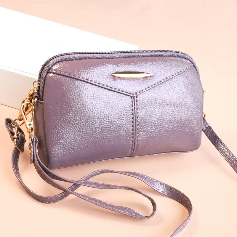 Metal Decor Crossbody Bag Faux Leather Wristlet Purse Zipper Shoulder Phone Bag