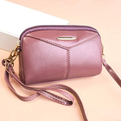 Metal Decor Crossbody Bag Faux Leather Wristlet Purse Zipper Shoulder Phone Bag
