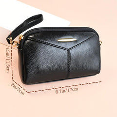 Metal Decor Crossbody Bag Faux Leather Wristlet Purse Zipper Shoulder Phone Bag
