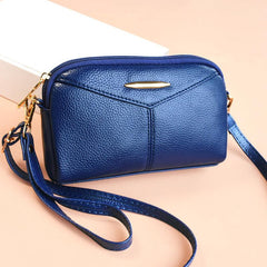 Metal Decor Crossbody Bag Faux Leather Wristlet Purse Zipper Shoulder Phone Bag