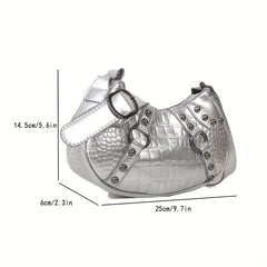 Y2K Style Studded Crossbody Bag Women's PU Leather Shoulder Purse