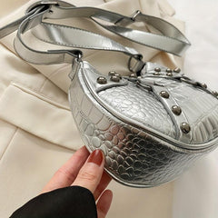 Y2K Style Studded Crossbody Bag Women's PU Leather Shoulder Purse