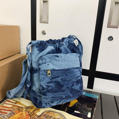 Stylish Denim Drawstring Bag Crossbody Bag Women's Storage Bag