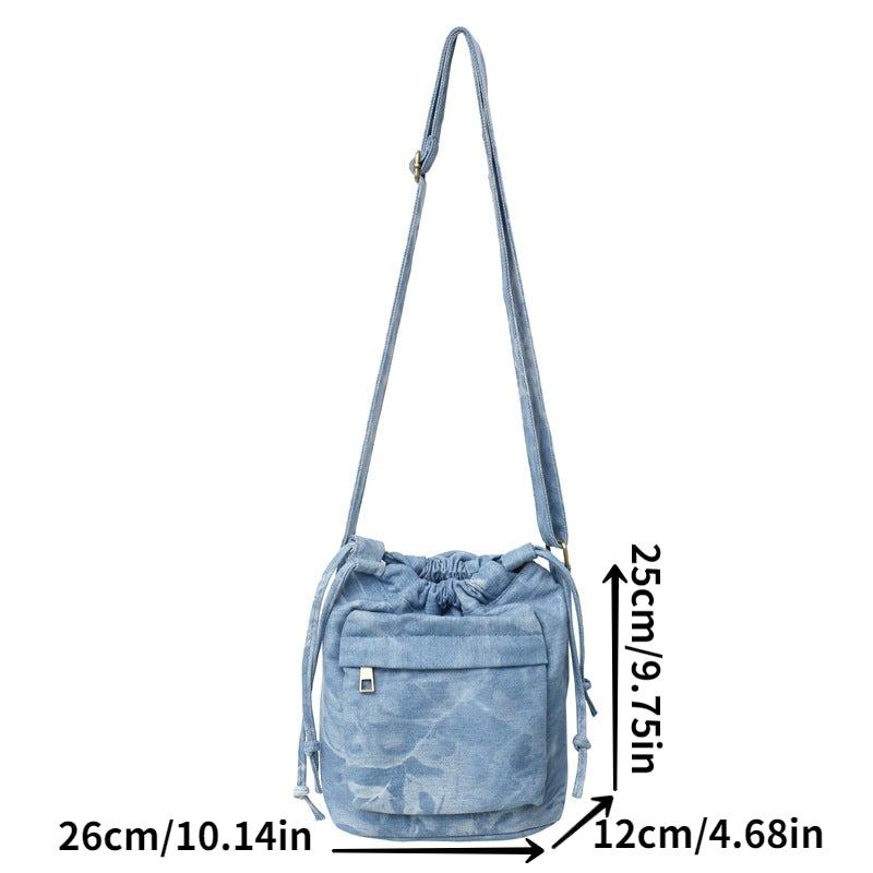 Stylish Denim Drawstring Bag Crossbody Bag Women's Storage Bag