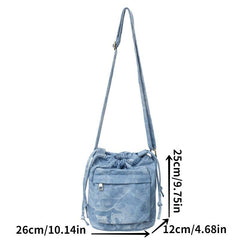 Stylish Denim Drawstring Bag Crossbody Bag Women's Storage Bag