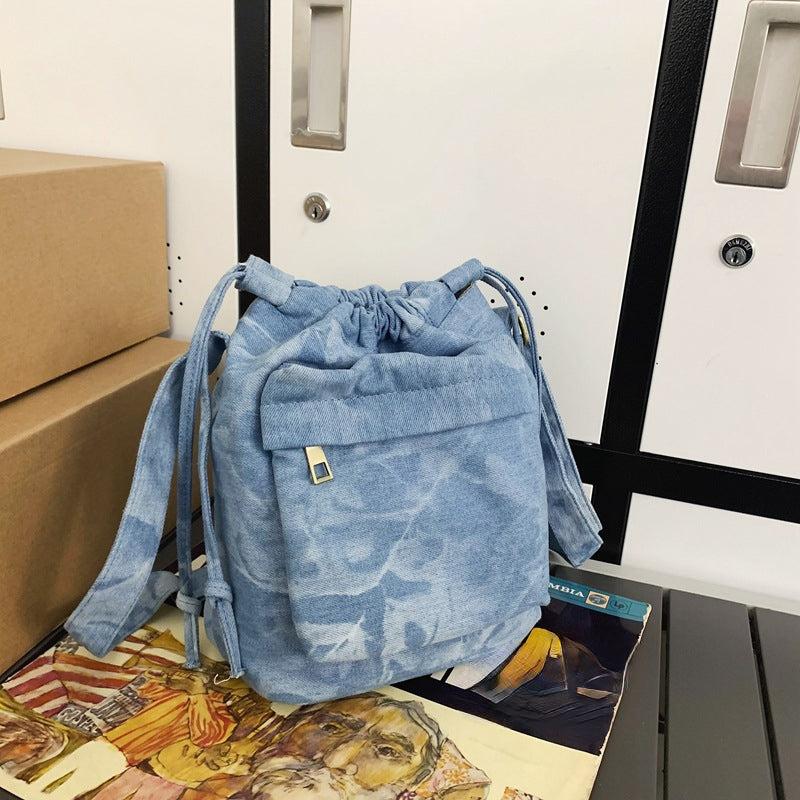 Stylish Denim Drawstring Bag Crossbody Bag Women's Storage Bag