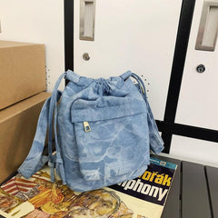 Stylish Denim Drawstring Bag Crossbody Bag Women's Storage Bag