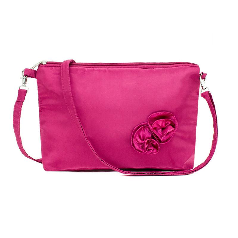 Fabric Flower Decor Shoulder Bag Casual Zipper Crossbody Bag