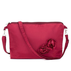 Fabric Flower Decor Shoulder Bag Casual Zipper Crossbody Bag