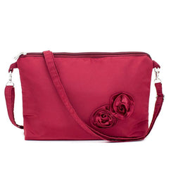 Fabric Flower Decor Shoulder Bag Casual Zipper Crossbody Bag