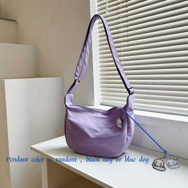 Waffle Textured Candy Crossbody Bag Canvas Shoulder Bag Women's Travel Bag