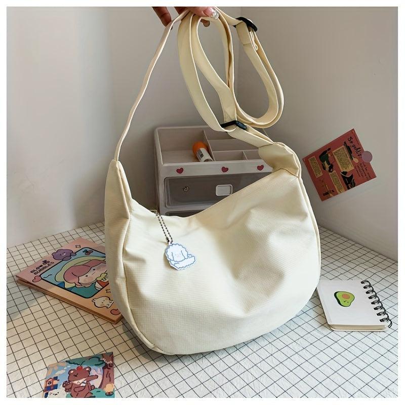 Waffle Textured Candy Crossbody Bag Canvas Shoulder Bag Women's Travel Bag