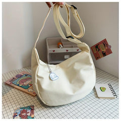 Waffle Textured Candy Crossbody Bag Canvas Shoulder Bag Women's Travel Bag