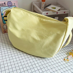 Waffle Textured Candy Crossbody Bag Canvas Shoulder Bag Women's Travel Bag