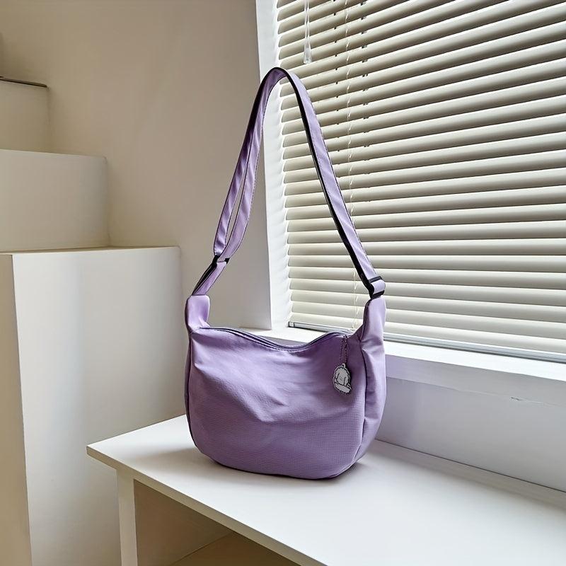 Waffle Textured Candy Crossbody Bag Canvas Shoulder Bag Women's Travel Bag