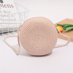 Straw Crossbody Bag All Match Shoulder Round Bag Women's Travel Bag