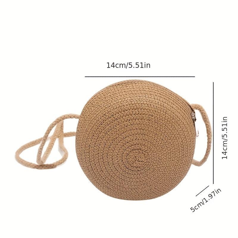 Straw Crossbody Bag All Match Shoulder Round Bag Women's Travel Bag
