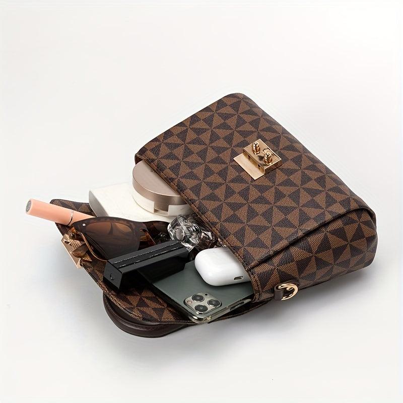 Geometric Pattern Handbags Buckle Messenger Bag Tassel Square Purse