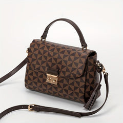 Geometric Pattern Handbags Buckle Messenger Bag Tassel Square Purse