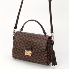 Geometric Pattern Handbags Buckle Messenger Bag Tassel Square Purse