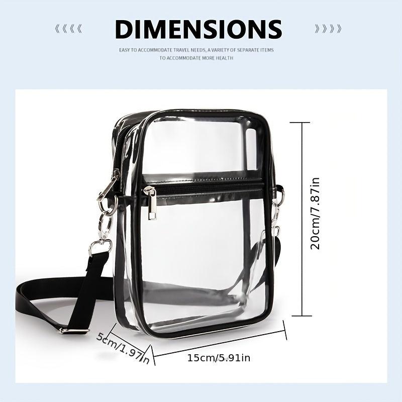 Transparent Square Zipper Bag Crossbody Purse Concert