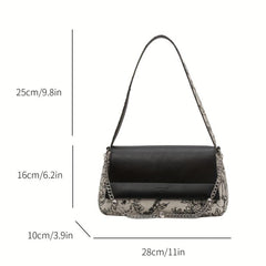Flower Pattern Metal Chain Underarm Bag PU Leather Textured Bag