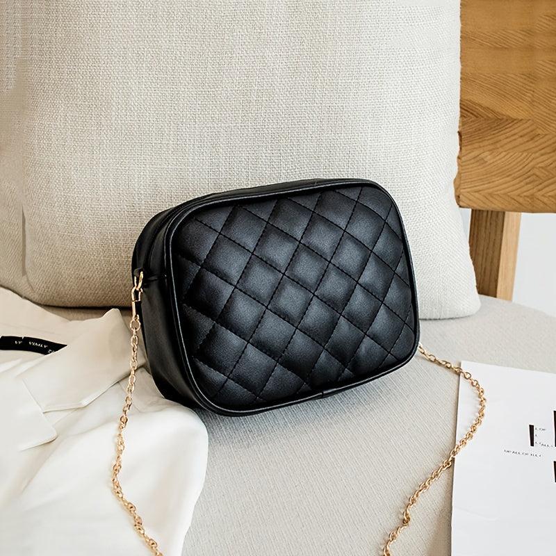 Quilted Square Crossbody Bag with Bow & Tassel Decor