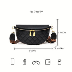 Argyle Quilted Crossbody Bag Vintage Leather Chest Purse Wide Strap Shoulder Bag