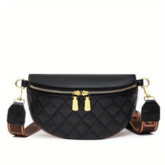 Argyle Quilted Crossbody Bag Vintage Leather Chest Purse Wide Strap Shoulder Bag