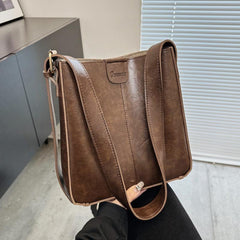 2Pcs Faux Leather Bucket Bag Set Crossbody Bag With Inner Pouch