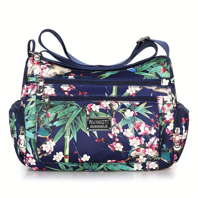 Large Capacity Crossbody Bag Zipper Durable Nylon Shoulder Bag