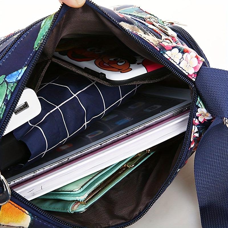 Large Capacity Crossbody Bag Zipper Durable Nylon Shoulder Bag