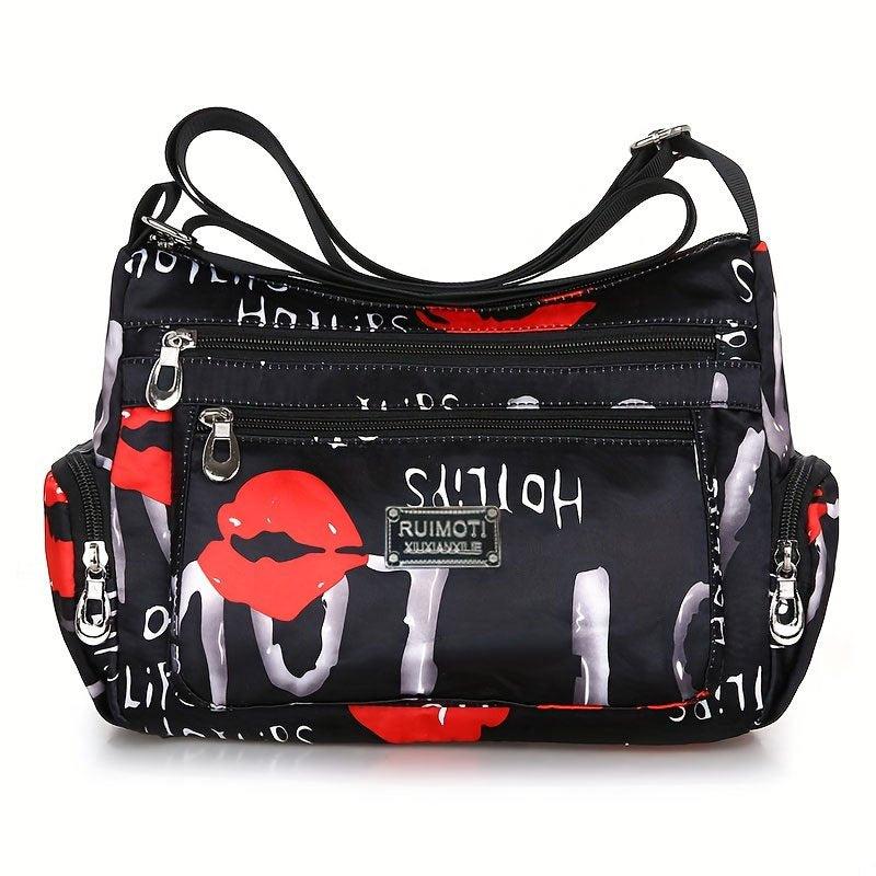Large Capacity Crossbody Bag Zipper Durable Nylon Shoulder Bag