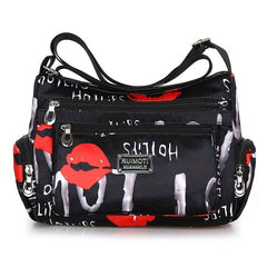 Large Capacity Crossbody Bag Zipper Durable Nylon Shoulder Bag