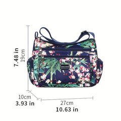 Large Capacity Crossbody Bag Zipper Durable Nylon Shoulder Bag