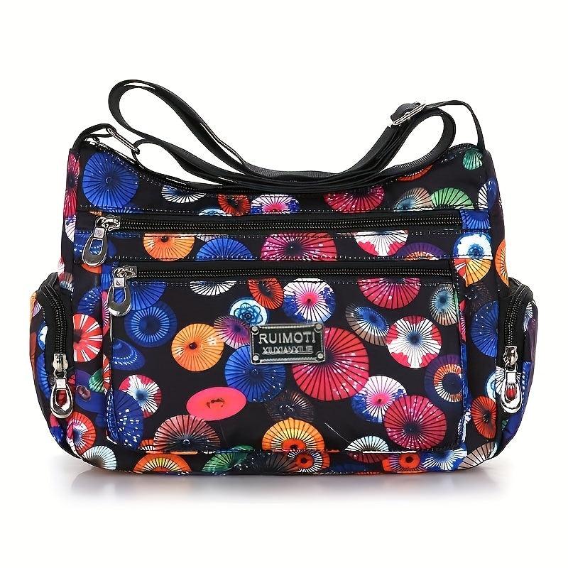 Large Capacity Crossbody Bag Zipper Durable Nylon Shoulder Bag