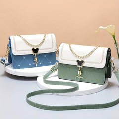 Heart Embroidery Crossbody Bag Chain Decor Square Purses
