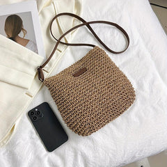 Minimalist Straw Shoulder Bag Crossbody Travel Storage Women's Bag