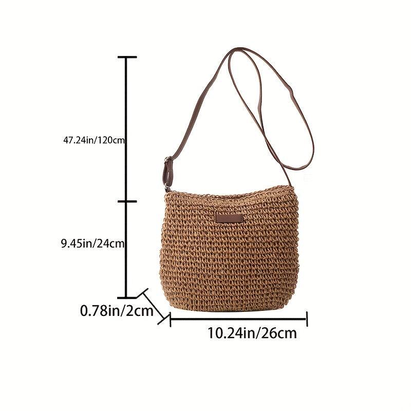 Minimalist Straw Shoulder Bag Crossbody Travel Storage Women's Bag