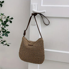 Minimalist Straw Shoulder Bag Crossbody Travel Storage Women's Bag