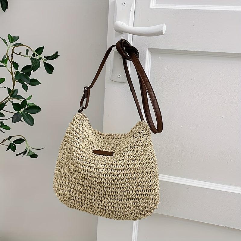 Minimalist Straw Shoulder Bag Crossbody Travel Storage Women's Bag