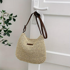 Minimalist Straw Shoulder Bag Crossbody Travel Storage Women's Bag