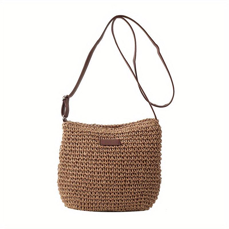 Minimalist Straw Shoulder Bag Crossbody Travel Storage Women's Bag