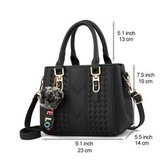 Embroidery Detail Satchel Bag PU Leather Crossbody