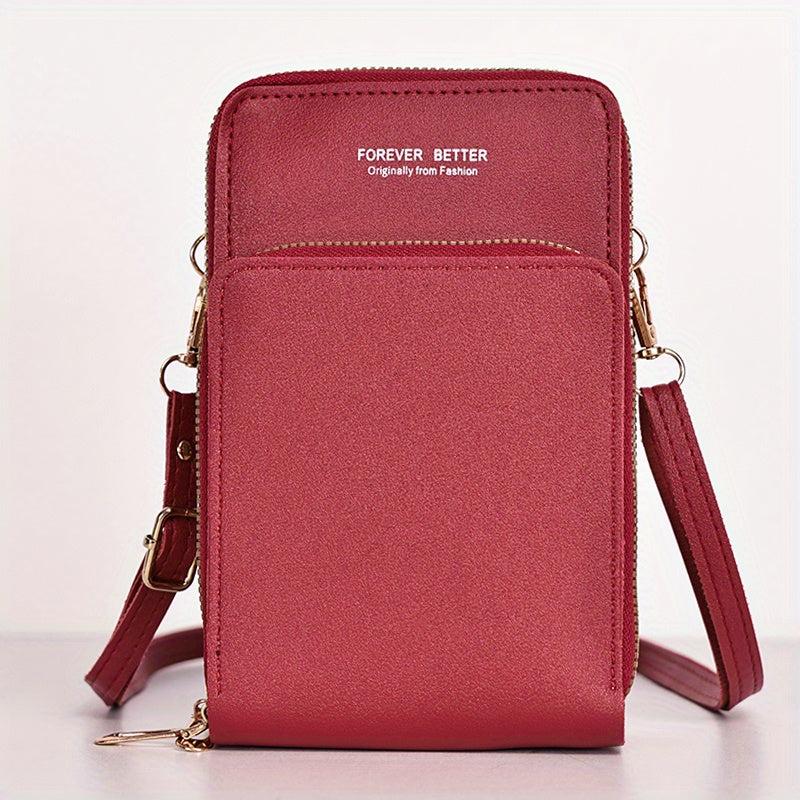 Touch Screen Cell Phone Purse Wallet Small PU Leather Card Pockets Crossbody Bag