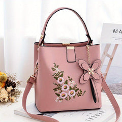 Flower Embroidery Bucket Bag Crossbody Bag Women's Handbags