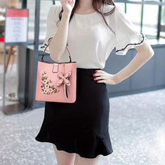Flower Embroidery Bucket Bag Crossbody Bag Women's Handbags