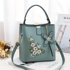Flower Embroidery Bucket Bag Crossbody Bag Women's Handbags
